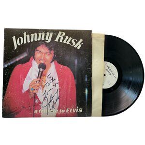 Johnny Rusk A Tribute to Elvis Presley Vinyl LP Autographed 1977 Lounge Singer